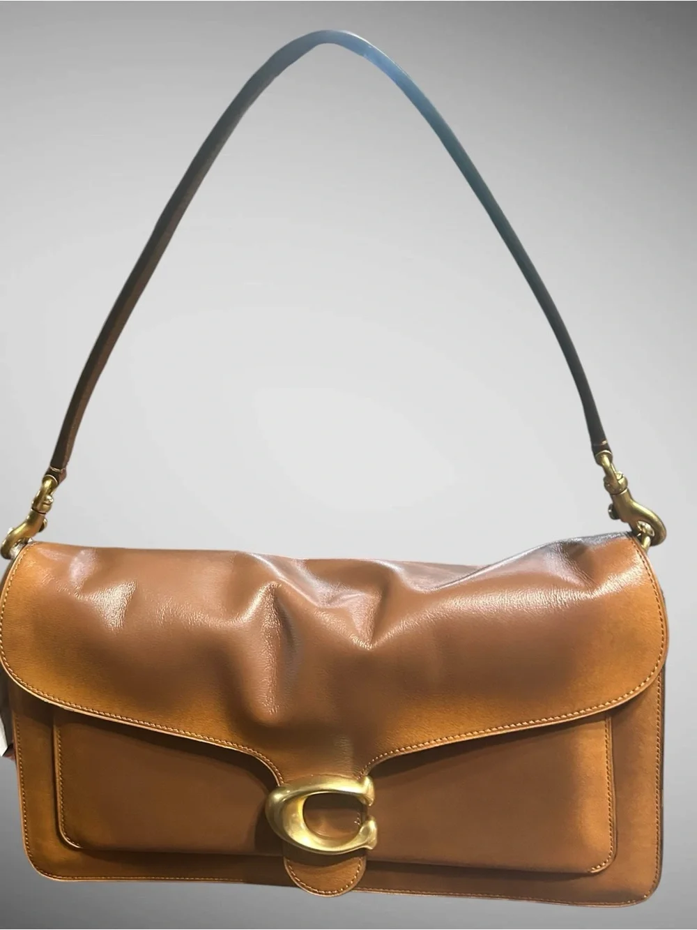 NWT Coach Tabby 36 Loved Leather Shoulder Bag Rub-Off Leather Brown